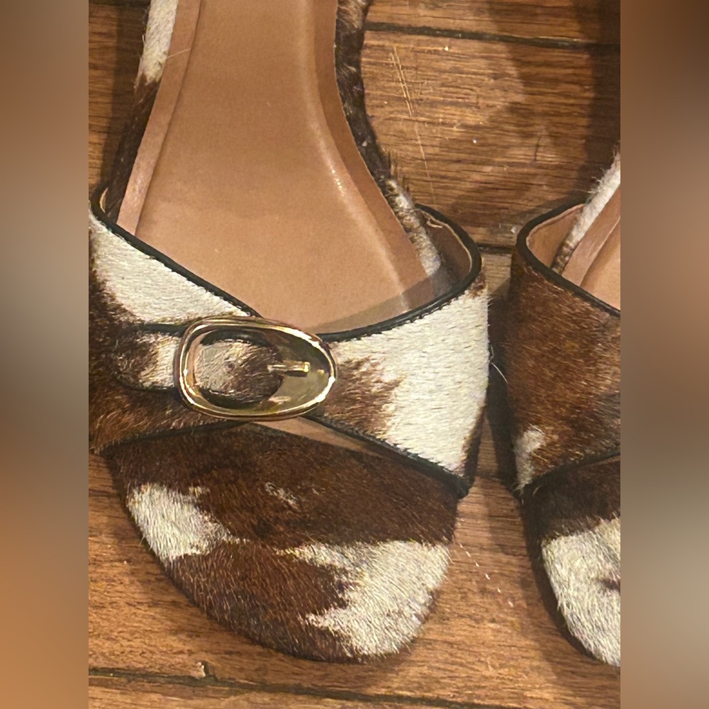 Steve Madden Brown and Cream cow print Heeled Sandals size 9 - Picture 2 of 10